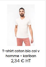  Tee-shirt coton bio col V homme