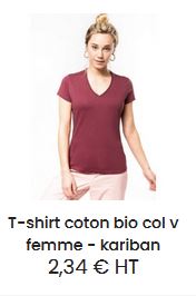 Tee-shirt coton bio col V femme